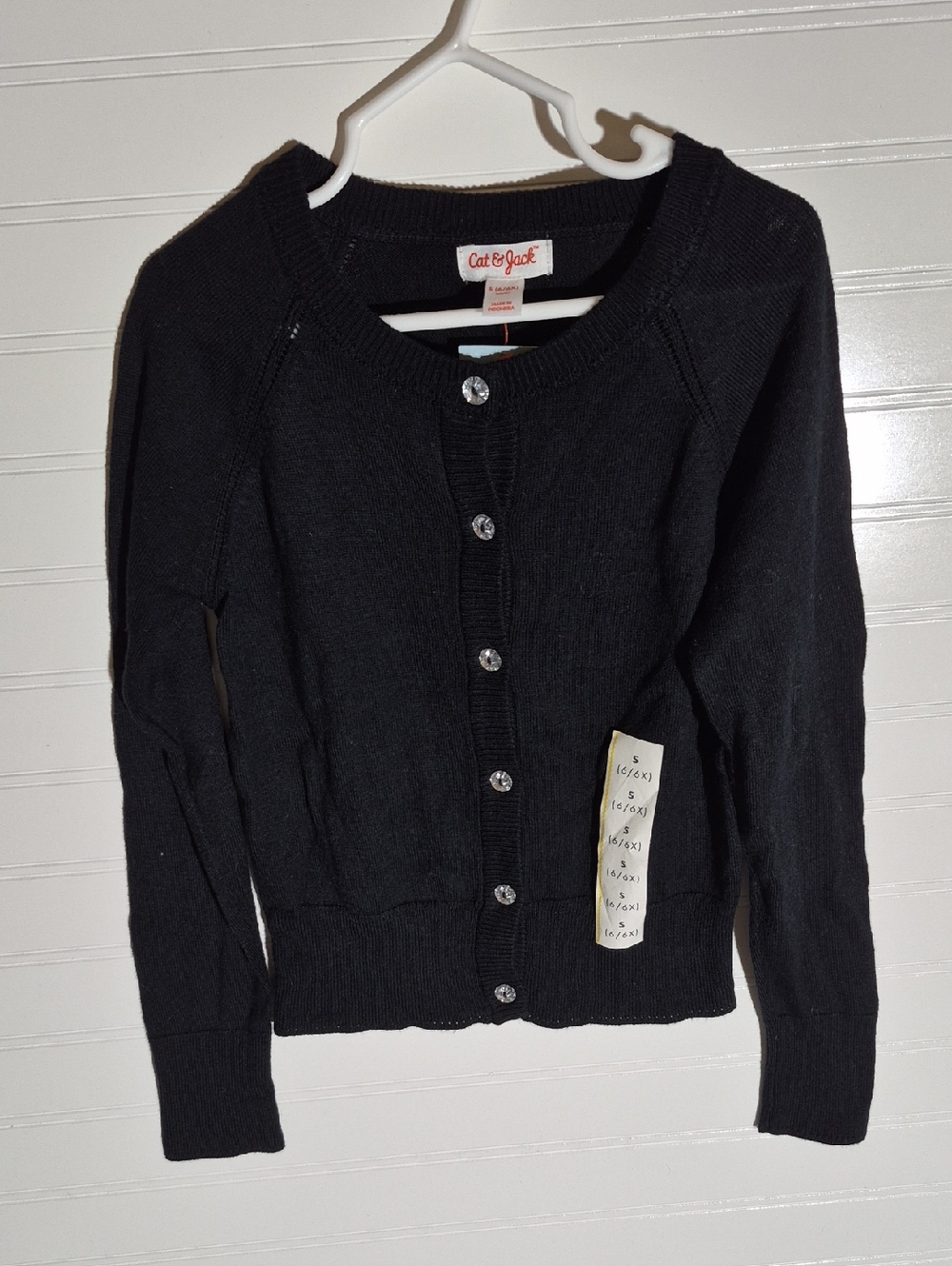 Girls Black Button Up Sweater